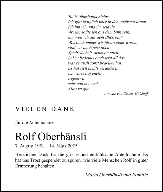 Zur Gedenkseite von Rolf Oberhänsli