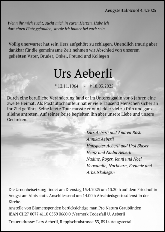 Zur Gedenkseite von Urs Aeberli